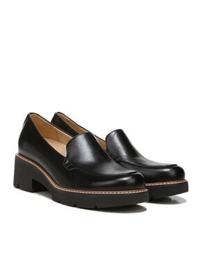 Naturalizer Cabaret Lug Sole Loafers Black Block Heel Loafers Size 6.5M